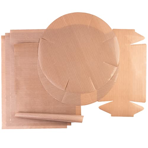 GOURMEO - Papel de Horno Reutilizable - Set de 7 Hojas - Reciclable Antiadherente Permanente Duradero - 4x Rectangular (32x46cm), 2x Redondo, 1x Molde Pan (40 cm)