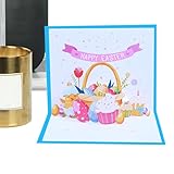 Tuxxjzm -Pop-Up-Karte – Ostereier Pop-Up-Karten, Urlaubspostkarten, Happy Spring Souvenir, Umschlag inklusive, Feier-Zubehör für Partys