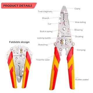 LTHERMELK Pinza Spelafili 9 in 1 Multifunzione Professionale | 1000V VDE Isolata per Sicurezza | Taglia Bulloni, Cesoie per Cavi Elettrici | Tronchesi per Elettricista