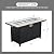 45 Inch Fire Table for Outside 60000 BTU Steel Gas Fire Pit Outdoor Fire Pit Table with Woodgrain Marble Tabletop Glass Wind Guard Cover and Blue Crystal Beads