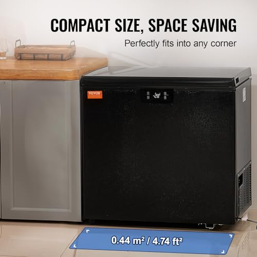Image of VEVOR Chest Freezer, 7 Cu.ft Compact Deep Freezer, Free Standing Top Open Door Compact Freezers with 2 Removable Baskets & Adjustable Thermostat, Energy Saving & Low Noise,Black