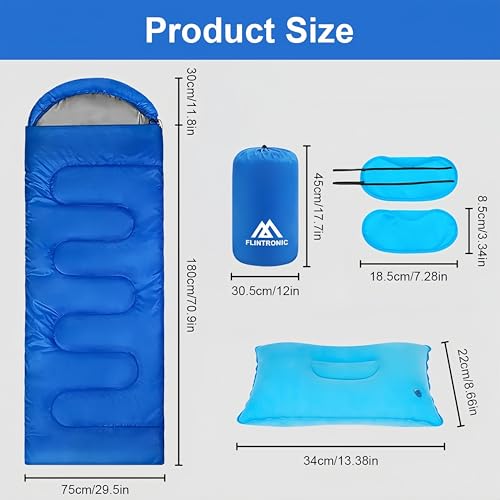 flintronic Sleeping Bag Liner 220 * 90 cm, Portable Camping Sleep Bag with Pillow Slot, Lightweight Travel Sleeping Bag for Camping Picnic Hiking Hostels - Image 3