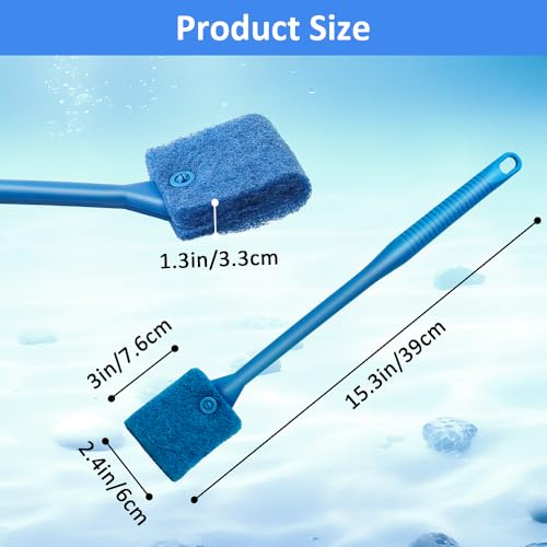 Novique Fish Tank Cleaner with Five Sided Sponge Brush and Long Handle Aquarium Scrubber Alage Scraper for Glass Aquariums Terrarium Home Kitchen