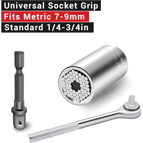 ELK Universal Socket Wrench Grip Tools (7-19mm) with Useful Multifunctional Power Drill Adapter - Gift for Men, Father/Dad, DIY Handyman, Husband, Boyfriend, Him, Women - 2pc Set - Thumbnail 3