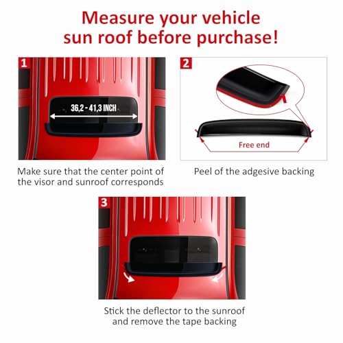 Image of Extra Durable Sunroof Rain Guard for Moonroof or Sunroof (42.5 inch inch) - Universal Sunroof Wind Visor Tool-Free Install - SR11002