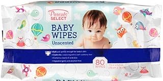 Unscented Baby Wipes in a Resealable Pack- Bulk Case of 12 (80 Unscented Wipes in a Resealable Pack, 12 Packs Per Case)