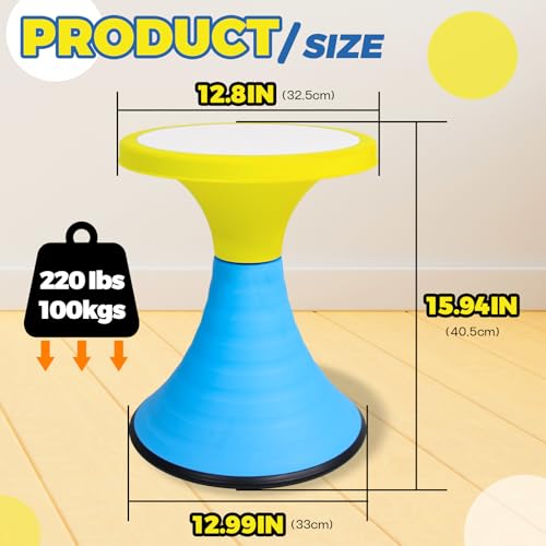 Image of AOBOTE Kids Wobble Swivel Stool, 15.7 inch Height Wiggle Stool for Ages 6+, 360 Rotatable Active Learning Chair, Flexible Seating for Classroom & Home, Improves Posture & Focus, Blue