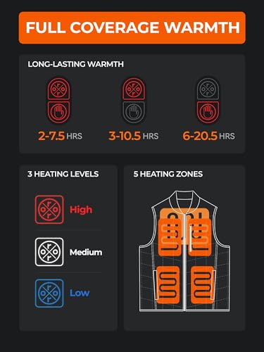 ORORO Men's Dual Control Heated Vest with 5 Heat Zones, Heated Bomber Vest Quilted Heating Vest with Battery3