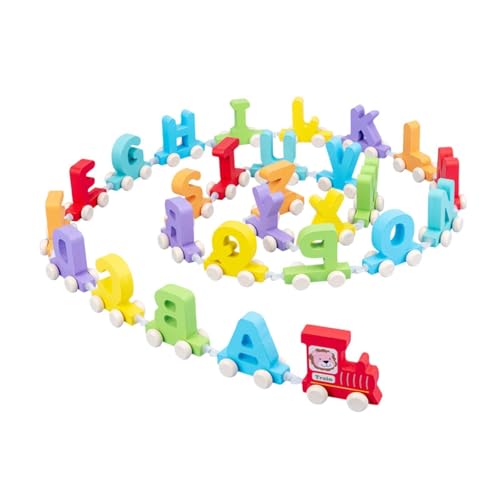 Oshhni Holz-Eisenbahn-Set, Waggons, Hand-Auge-Koordination, bunt, Cartoon,...