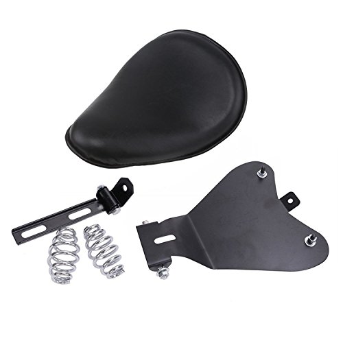 Anzene Support de Siège Solaire Base de Montage Kit Ressort Barrel pour Sportster Chopper Bobber Custom Dyna Noir