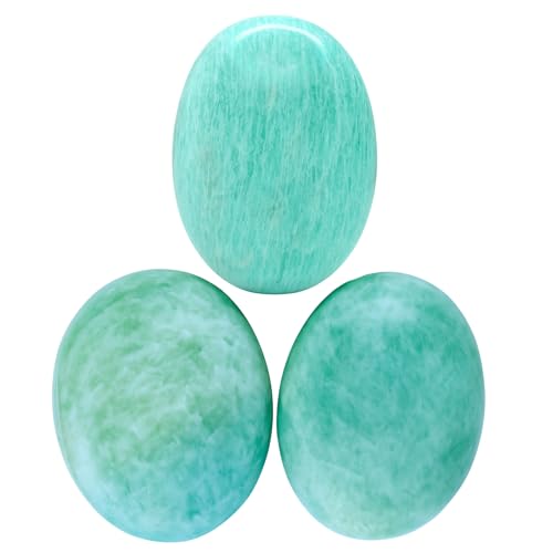 Image of Crystal Heaven Certified Amazonite Palm Pebbles Stones For Anxiety Stress Relief Massage-Aaa Grade Original Healing Gemstone Agate Palm Stone For Yoga Meditation Spiritual Reiki Feng Shui