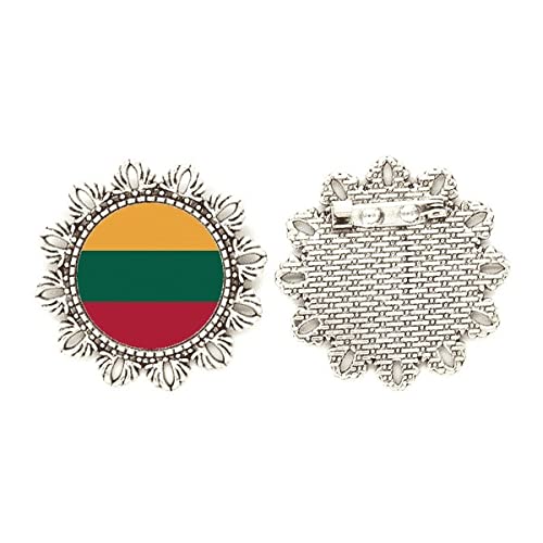 Broche de plata con flor de Lituania tamaño mediano para solapa