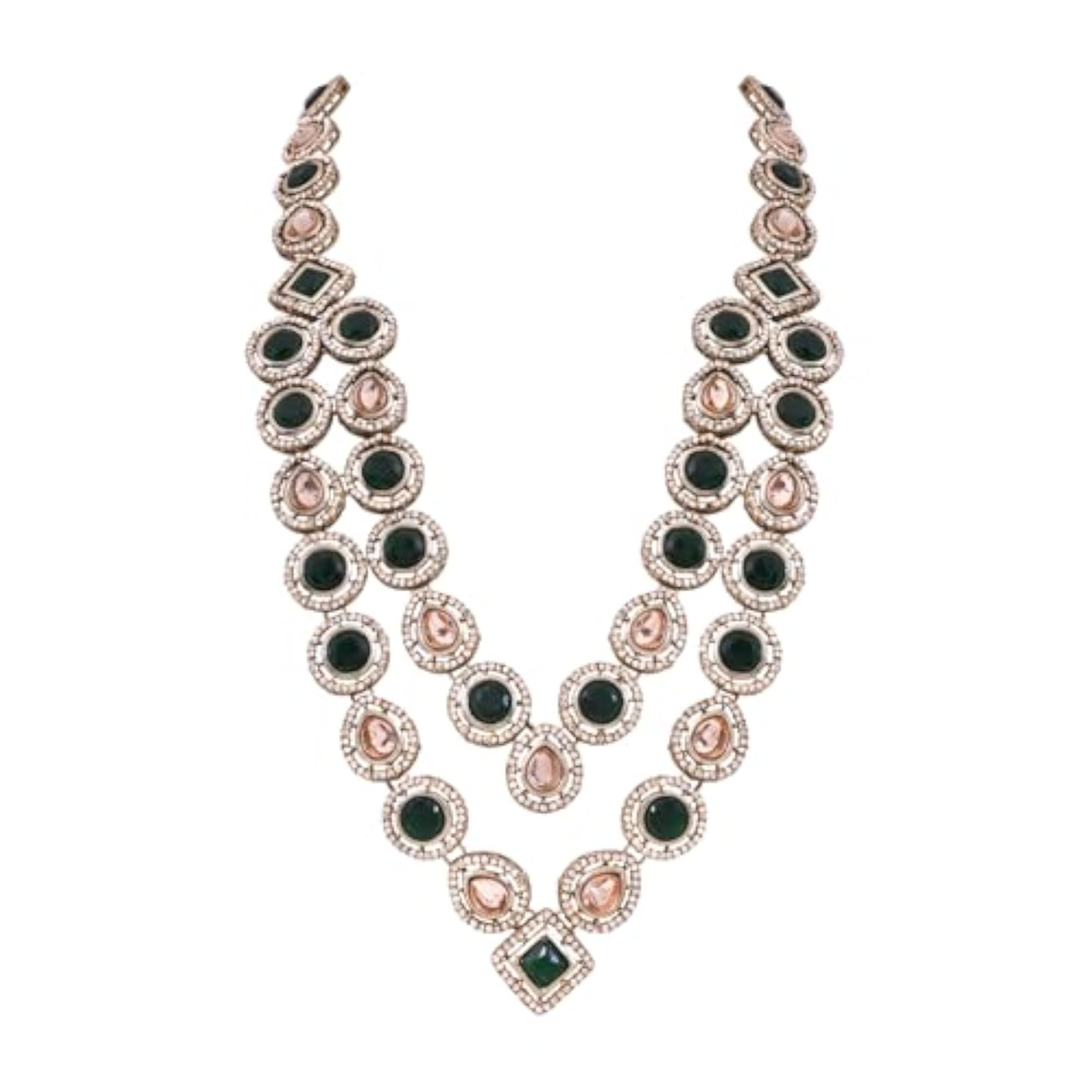 Men's Traditional Layered Green Stone Necklace, Groom's Accessory