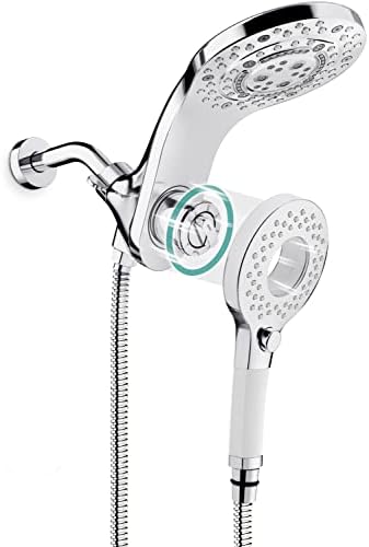 SR SUN RISE 8-Spray 2-in-1 Dual Shower Head with Handheld, Magnetic Shower Head Combo with Hose, Detachable Shower Head with Pause Switch for Saving Water, Polished Chrome