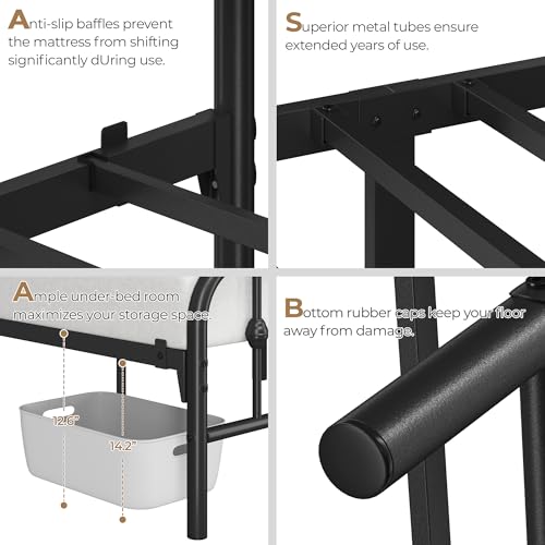 Yaheetech Metal Bed Frame Full Size Metal Platform Bed Frame with Victorian Style Headboard/Footboard/Easy Assembly/No Box Spring Needed/Black