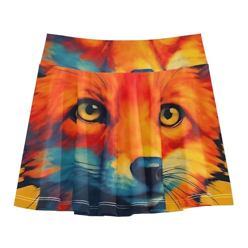 Girls' Shorts Athletic Skorts Tennis Skirts Kids Navy School Stylized Fox Prominent Sunset 3t