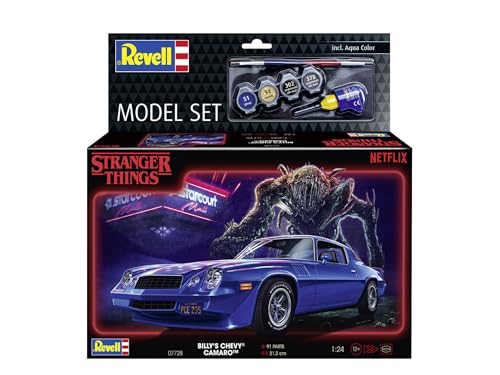 Revell Model Set 67728 Chevy Camaro Z/28: Stranger Things 1:25 Scale Unbuilt/Unpainted Plastic Model Kit with Accessories - Image 2