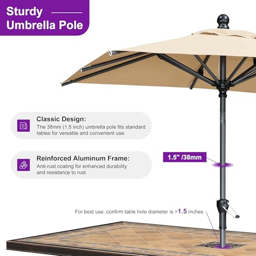 Image of PURPLE LEAF Patio Market Umbrella 6' x 4' Rectangle Dual Tilt Beige Outdoor