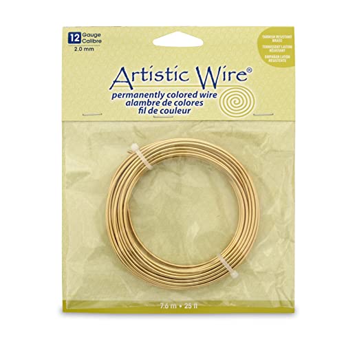 Artistic Wire 12 Gauge Wire, Tarn Resist Brass, 25-Feet