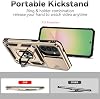 Funda para Galaxy A57 5G / para Samsung A57 SM-A576U con protector de pantalla de vidrio templado y cubierta deslizable para cámara, soporte magnético para auto, funda protectora para Samsung Galaxy A57 5G dorada 8