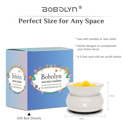 Bobolyn Wax Melt Warmer Burner Electric Scented Candle Wax Warmer, 3-in-1 Scented Wax Fragrance Melter for Home Office Bedroom Living Room Decor - Thumbnail 5