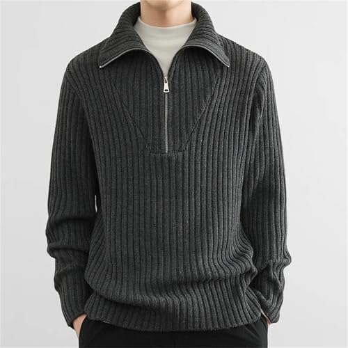 Men’S Casual Loose Fit Turtleneck Cardigan Sweater Long Sleeve Full-Zip Knit Jumper Tops2