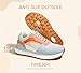 TIMEJOY Women's Retro Platform Sneakers Colorblock Oxford Fabric Chunky Lace-Up Shoes with Recyclable Material Insole for Tennis, Walking & Casual(7US Beige/Orange)