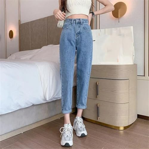Womens Korean Style High Waisted Jeans Slimming Soft Denim Summer Loose Fit Straight Leg Petite Jeans2