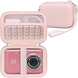 RAIALL Camera Case for KODAK PIXPRO FZ55 / FZ45 Digital Camera, Vlogging Camera Hard Carrying Case Protective Travel Bag, Mesh Pocket for Charger, USB Cable, Batteries and SD Card, Pink