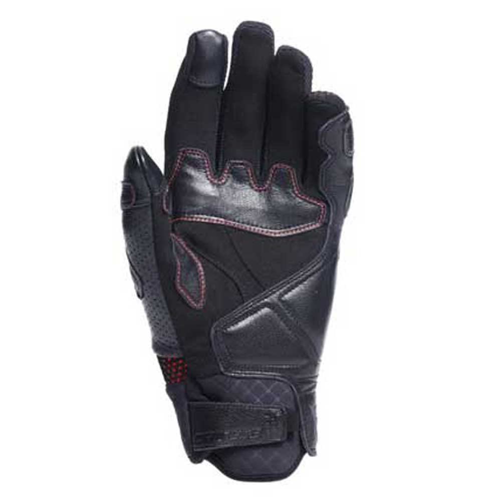 Dainese - Unruly Ergo-Tek Gloves, Guantes de Moto para Hombre, Tejido sin Costuras, Refuerzos de Cuero, Protección de Nudillos, Pantalla Táctil, Negro/Rojo Fluo, L