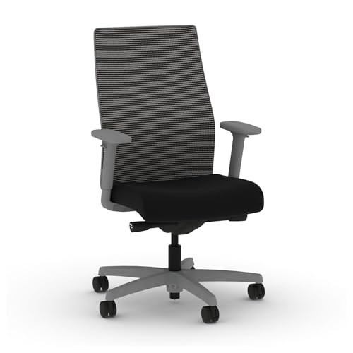 Image of HON Ignition 2.0 Mid‑Back Ergonomic Office Chair, Mesh Task Seating with Lumbar Support, Advanced Synchro‑Tilt, Height and Width Adjustable Arms, Titanium Frame, Black
