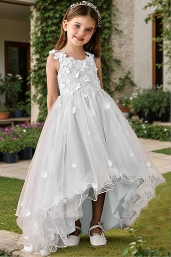 Lace Applique Flower Girl Dresses for Wedding Tulle Bridesmaid First Communion Dress Princess Pageant Party Gown2