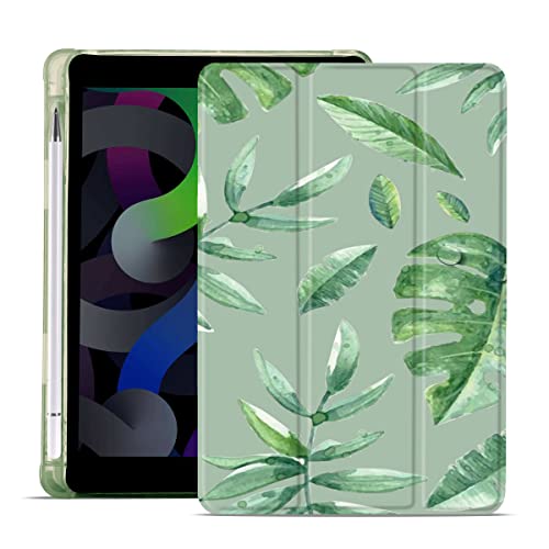 MAYCARI Art Pulm Leaves Cute iPad Pro 11 inch Case - Support Auto Sleep/Wake, Soft TPU Back Protective Case
