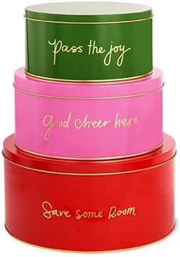 Kate Spade New York Latas decorativas con tapas, 3 latas de anidación, latas de metal pequeñas, medianas y grandes, recipientes de galletas de