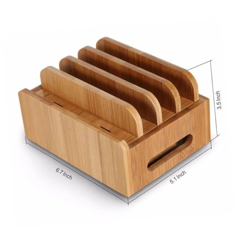 Support de charge bois tablette et téléphone station rangement maison beige - 5