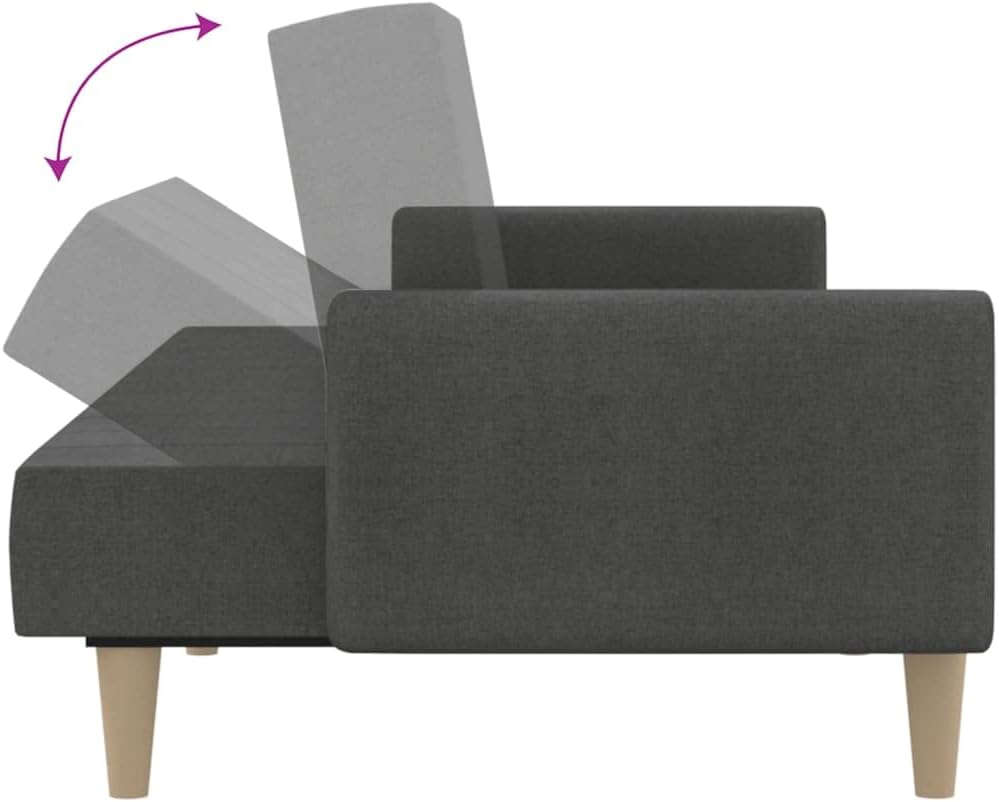 Sofa Bed Dark Grey Wooden Frame Living Room Furniture