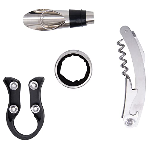 Mimo Style Jogo Para Vinho no Estojo Com 4 Pçs, Inclui Saca-Rolhas, Anel Salva Gotas, Cortador de La