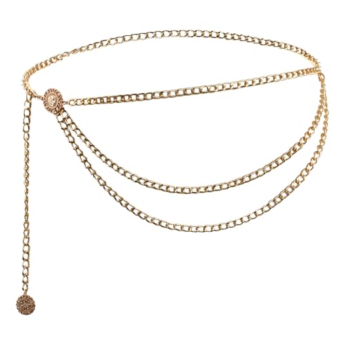 Focenat Taillenkette, Mehrschichtiger Taillenkettengürtel, Kettengürtel Gold, Gürtel Metall Damen, Verstellbare Taille Kette, Damen Gürtel für Frauen, Blusen, Jacke, Jeans, Kleider