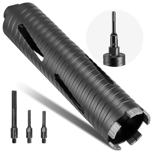 VEVOR Punte per Muratura Diametro 64 mm, Profondità di Foratura 241 mm, Filettatura Interna M16, Punta Carotatrice Diamantata a Secco con 3 Adattatori, Chiave Esagonale per Cemento Armato