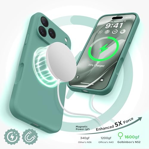 Image of GolbinBox Magnetic for iPhone 17 Pro Case, Silicone Cover, Pine Green