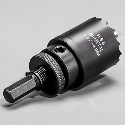 44mm HSS Hole Saw, M42 Bi-Metal Wood Hole Dill Bit, Round drill Cutter for Pipe Vent Plasterboard, Plastic and Copper