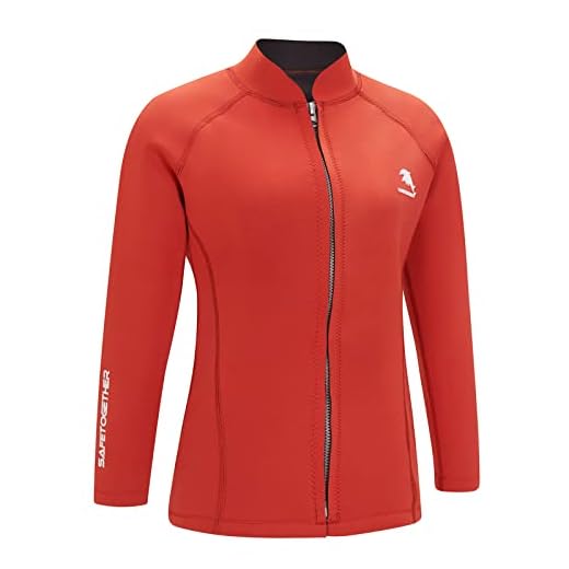 Neoprenanzug für Damen, 2 mm, Surfanzug, Oberteil, Jacke, lange Ärmel, Reißverschluss vorne, Schwimmen, Surfen, Anzüge, Oberteile für Taucherjacke (XL, Rot)