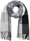 styleBREAKER Unisex weicher Karo Schal mit langen Fransen, kariert, Winter, Stola 01017110, Farbe:Grau-Schwarz-Weiß