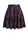 Produktbild Unibelle Damen Faltenröcke Rock Kariert Elegant Minirock Röcke Baumwolle Vintage Skater Skirt Rot-Blau L