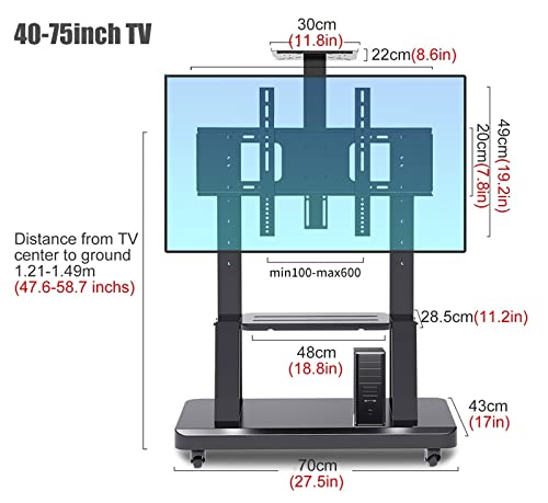 Soporte móvil para TV de 40-75 pulgadas con ruedas ajustable miniatura 2