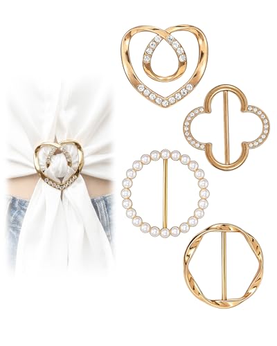 Image of 4PCS Scarf Ring Clips for Women Shirt Clips to Tighten Fashion Accessories