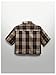 GORGLITTER Men's Gingham Cropped Shirt Button Up Y2K Rhinestone Short Sleeve Boxy Collared Plaid Streetwear Crop Tops Coffee Brown Small