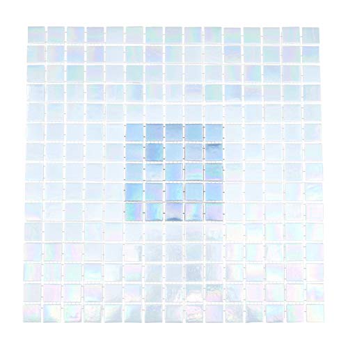 Urbn Contemporary Light Sky Blue Iridescent Glass Mosaic Tile For Kitchen And Bath - Sample Tile (4-1/3 Inches X 4-1/3 Inches, 0.13 Sq Ft) #TOP1