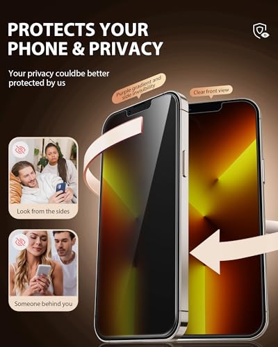 Image of PDDKISS 2 Pack Privacy Screen Protector for iPhone 13 Pro Max (2021) /iPhone 14 Plus (2022) 6.7 inch Black Anti Spy Tempered Glass
