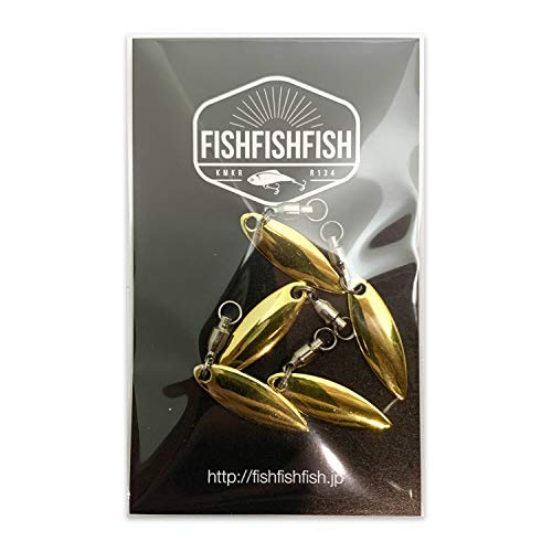 【FISHFISHFISH】ウィローブレード メタリック カラー (SS)(金) / シーバス 雷魚 ブラックバス ナマズ メタルジグ 鉄板バイブ フロッグ/ルアー改造 スピンテール用 ブレードチューン 5枚セット 2枚目